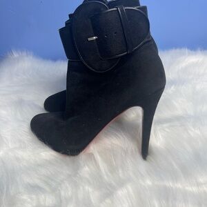 Christian Louboutin Black Heeled Boots with Buckle